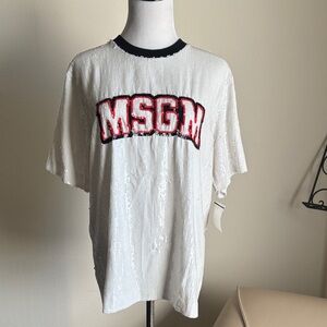 MSGM White and Black Sequin Tee ( New )